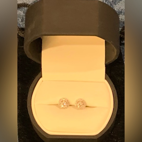 Diamond Halo stud Earrings. 3/4 carat. Set in White gold VS-S11. W/appraisal - Picture 4 of 6